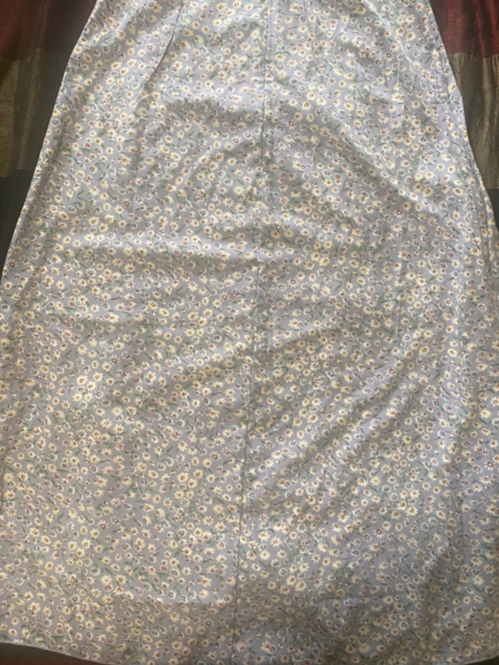 SHEIN Light Blue A-Line Midi Skirt with Daisy Print